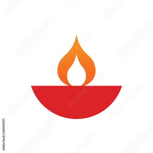 simple Diwali Diya vector illustration on white background