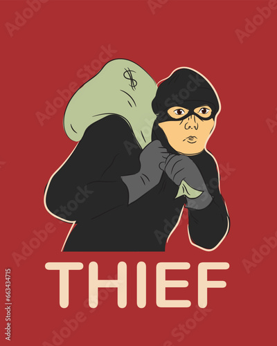 The Thief. vector art style photo