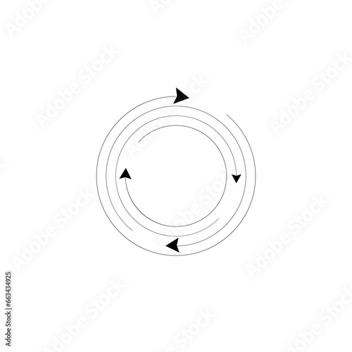 A collection of arrows, forming a vortex, process, circulation, repetition, step, synchronization and cycle