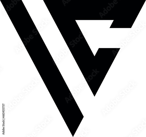black and white VC logo design