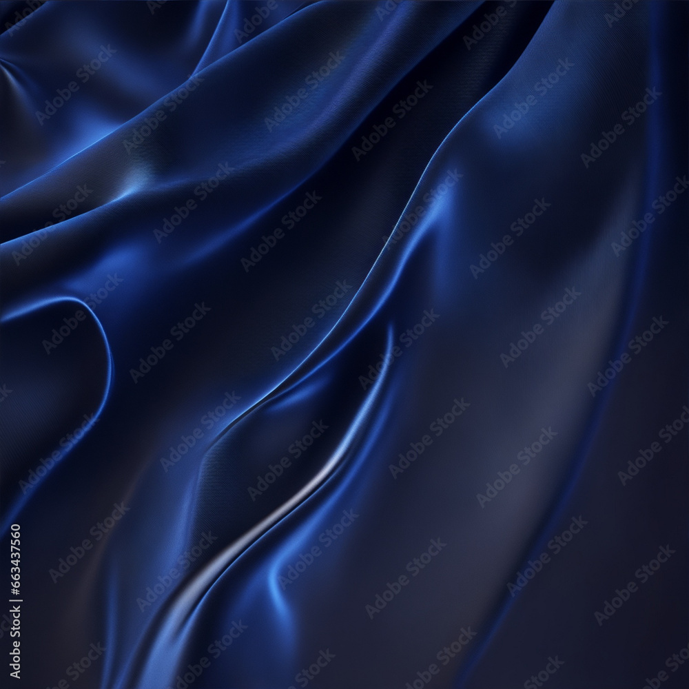 Fototapeta premium black satin background - Blue satin fabric - silk background - Generative AI
