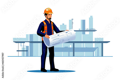 Construction engineer supervising the work of the construction site.
