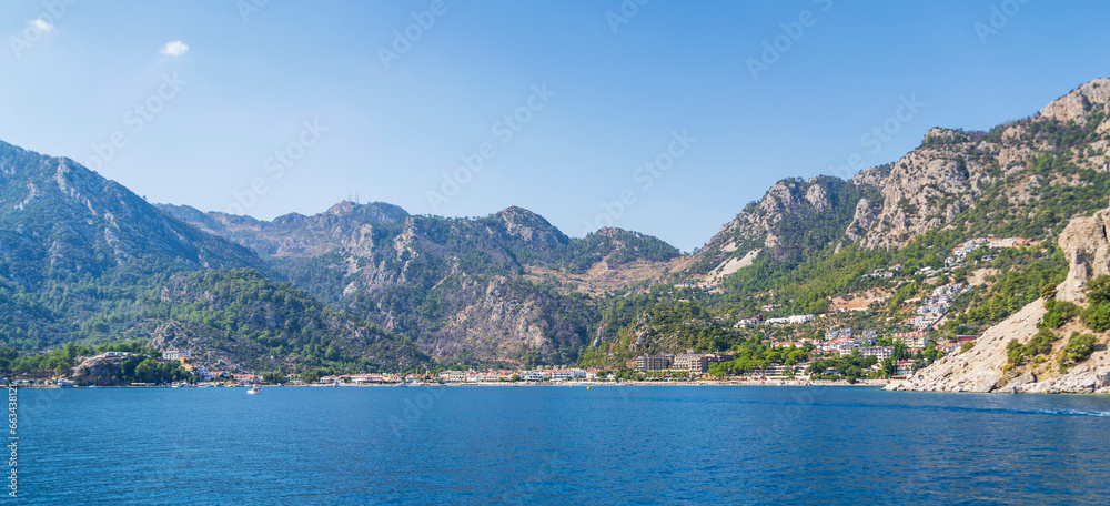 Fototapeta premium Coastal view of Turunc Region in Marmaris