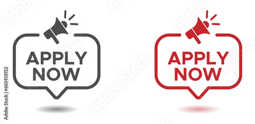 Apply now vector flat icons with shadows set