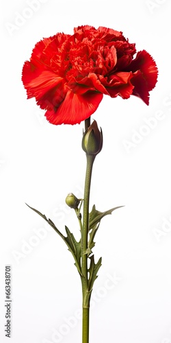 Red Carnation isolated on white background.