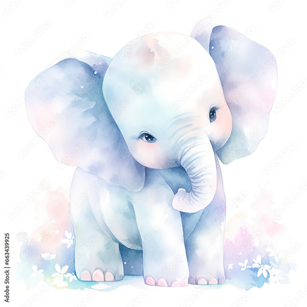 Watercolor Baby Elephant. Watercolor Baby Elephant.