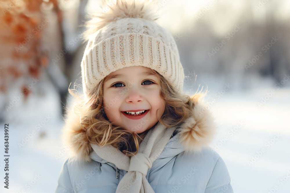 Happy child playing in the snow,ai generated Happy child playing in the snow,ai generated