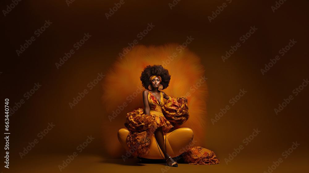 Orange Essence: Afro Beauties Expressing Joy and Strength