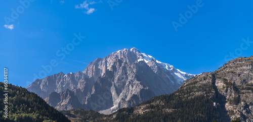 Mont Blanc without eternal snow, in the Italian Alps, Aosta Valley, Italy