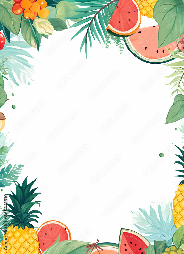 tropical cocktail background frame created with Generative Ai