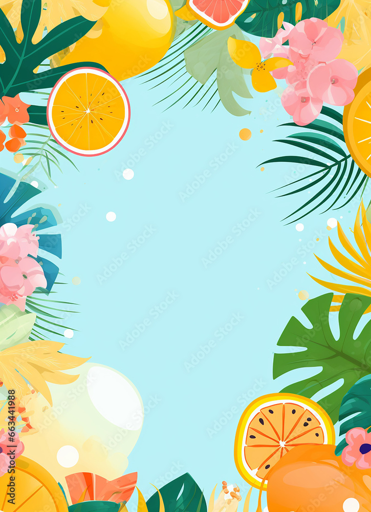 tropical cocktail background frame created with Generative Ai tropical cocktail background frame created with Generative Ai