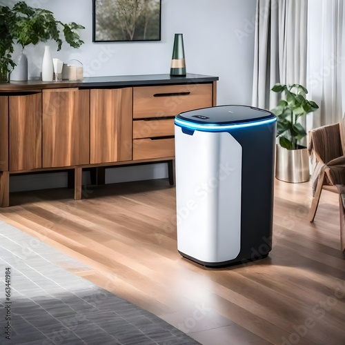 Smart Waste Tech: Futuristic trash can and app for eco-friendly living. Sustainable Household Waste Management.