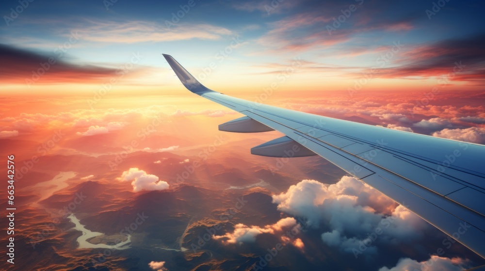 Fototapeta premium view from the plane window ai generated