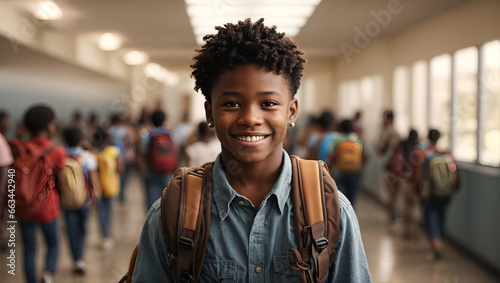happy african american boy returning to school