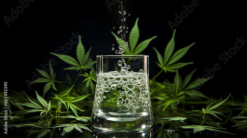 hemp in a laboratory beaker with a drop of water created with Generative Ai