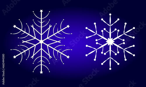 Vector image of two snowflakes on a blue background. Can be used for decoration.