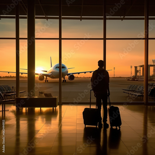 Silhouette of a person at the airport