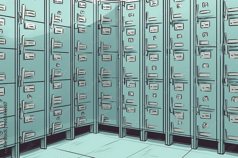 Illustration of lockers. Generative AI