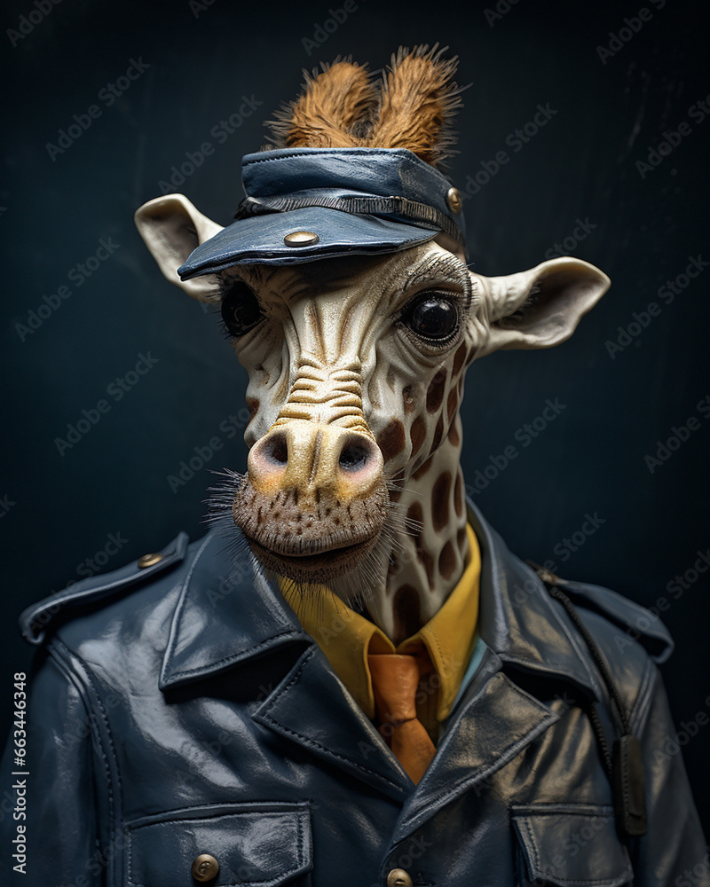 a giraffe in the form of a person in the evening created with Generative Ai a giraffe in the form of a person in the evening created with Generative Ai
