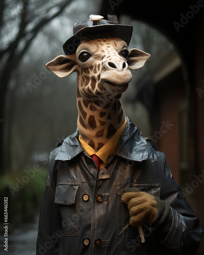 a giraffe in the form of a person in the evening created with Generative Ai