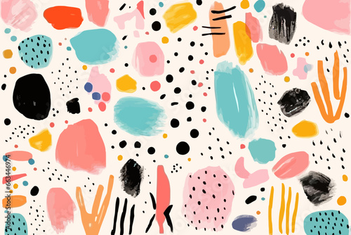 Fototapeta Naklejka Na Ścianę i Meble -  Grunge textures quirky doodle pattern, wallpaper, background, cartoon, vector, whimsical Illustration