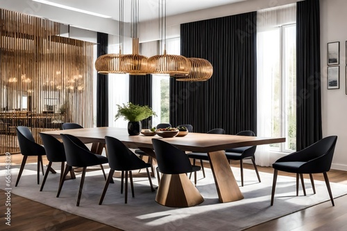 stylish dining room interior exuding modern elegance.  © ZeSHAN