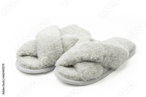 Alpacas wool Slippers isolated on a white background