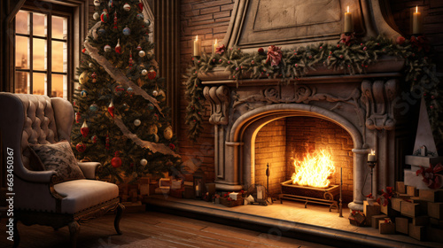 fireplace with christmas decoration   © Andrés Rivas