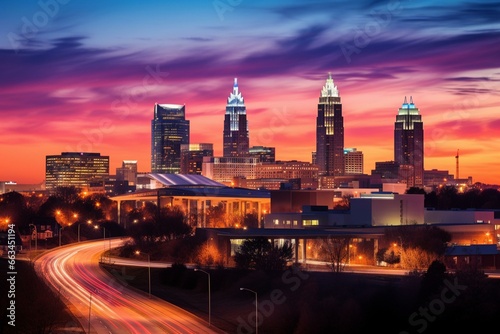 Cityscape featuring the skyline of Greensboro, North Carolina. Generative AI photo