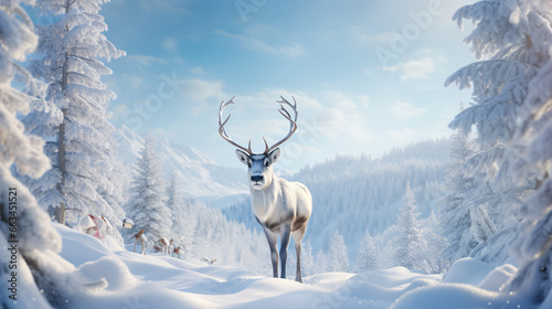 reindeer in snow christmas