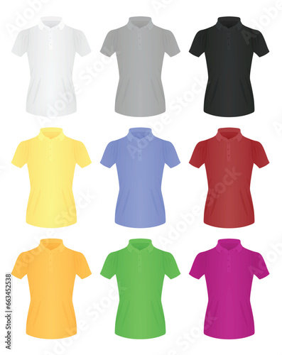 Set of female colorful t shirts. vector