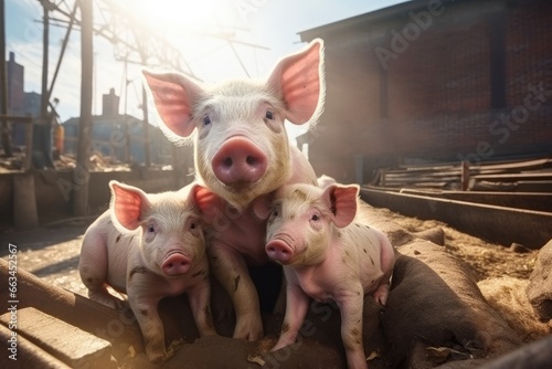Pigs and Piglets in Domestic Farm