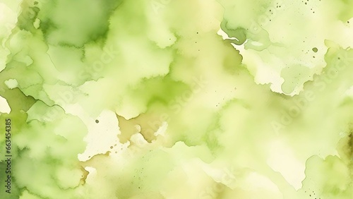 Abstract green watercolor background. Watercolor painting on paper texture.