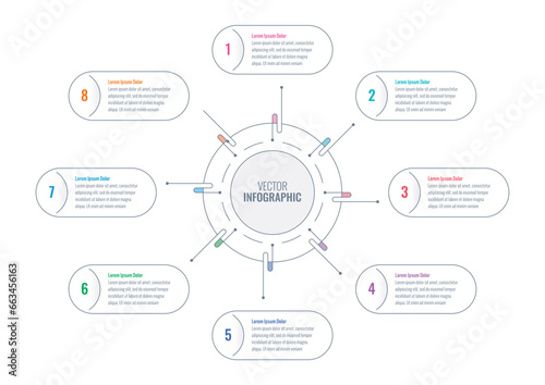 wheel, circular infographic template. eight steps infographic template. web, internet, annual report, education, magazine infographic template