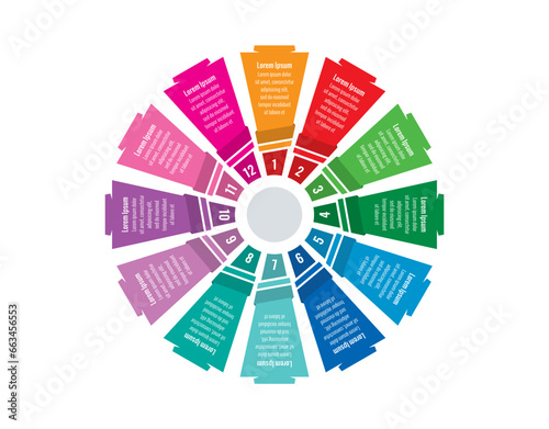 wheel infographic template. twelve options informational template. internet, web, business, annual report, magazine infographic template