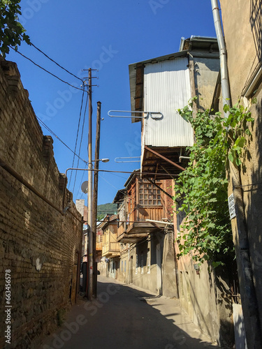 Scenic view of old houses on Djambuli Street in Tbilisi, Georgia