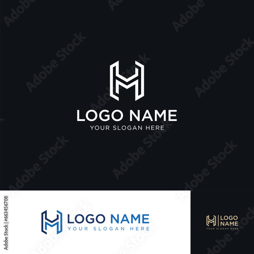 Initial letter HM, HM logo, Monogram logo design template vector
