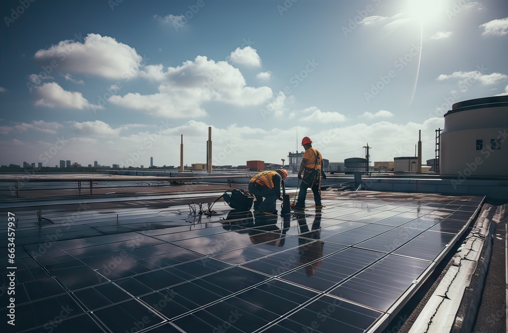custom made wallpaper toronto digitaltechnicians installing solar panels, renewable concept