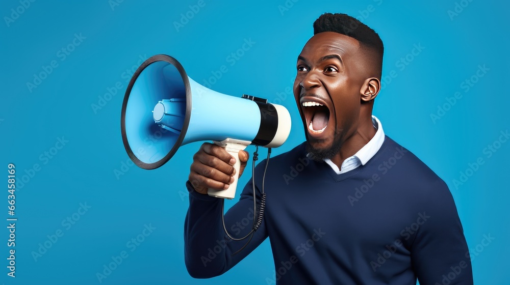 Loud and Proud - Cheerful Black Guy Making an Announcement with ...