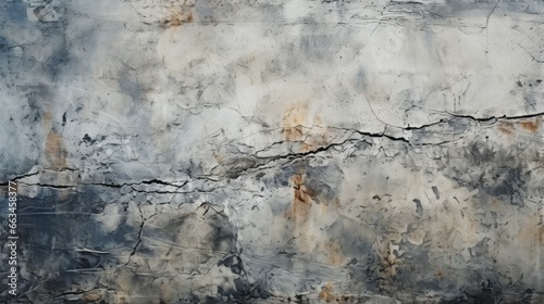 The gritty decay of urban life, captured in the raw beauty of a cracked concrete wall adorned with rusted streaks, evokes a sense of abstract chaos and unbridled freedom photo