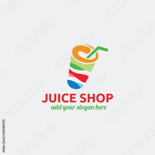 fruits juice dessert shop logo design vector