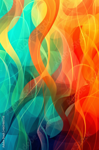 Futuristic abstract contemporary 3D background in orange  yellow  pink  purple and blue colors. AI generated