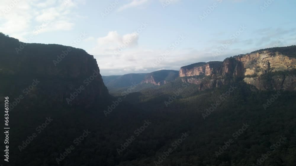 Aerial view of a mountain landscape in Coorongooba National Park, Capertee River Trail, Glen Davis, New South Wales, Australia Aerial view of a mountain landscape in Coorongooba National Park, Capertee River Trail, Glen Davis, New South Wales, Australia