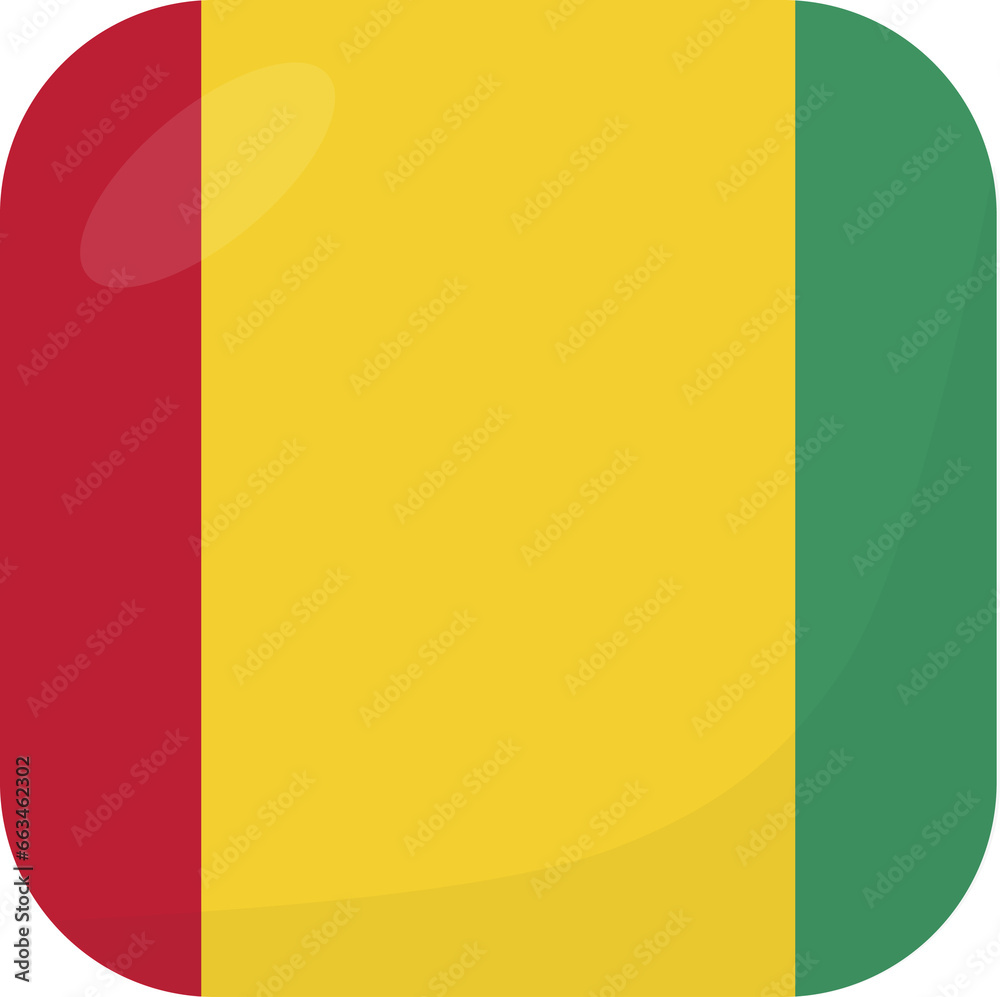 Guinea flag square 3D cartoon style.