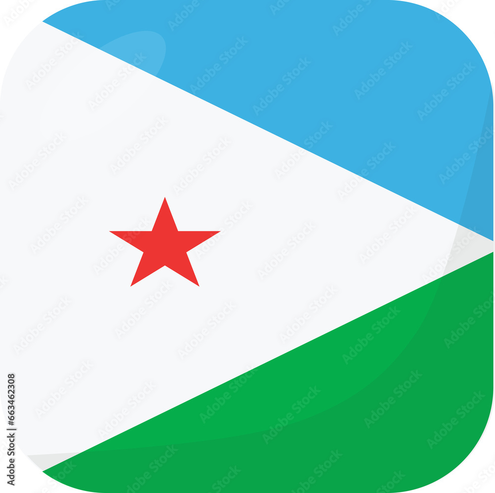 Djibouti flag square 3D cartoon style. Djibouti flag square 3D cartoon style.