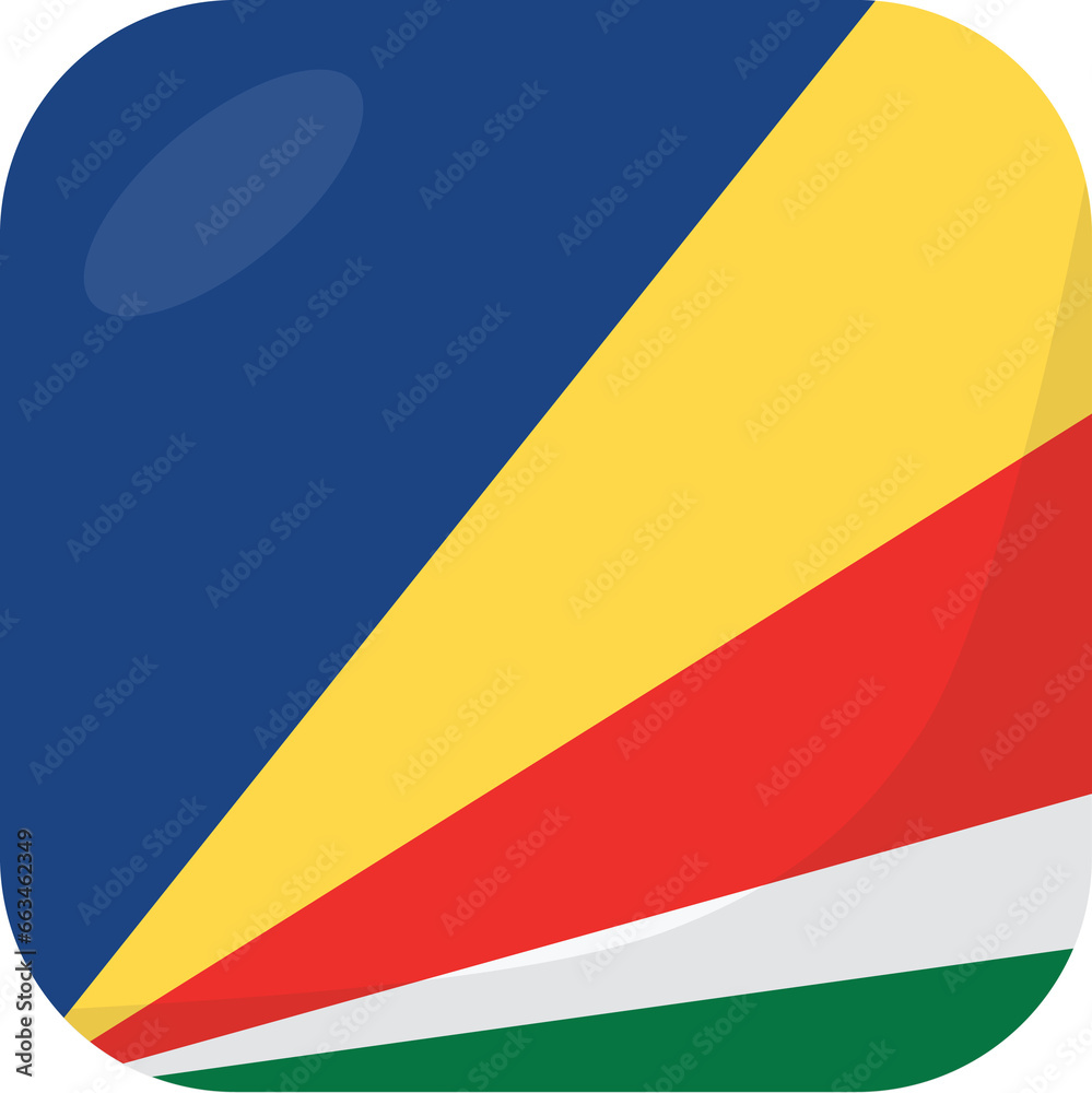 Seychelles flag square 3D cartoon style. Seychelles flag square 3D cartoon style.