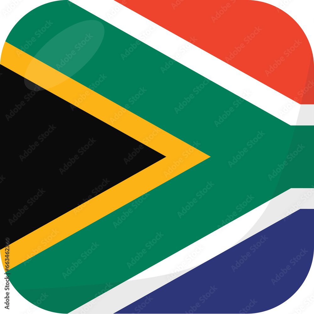South Africa flag square 3D cartoon style. South Africa flag square 3D cartoon style.