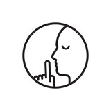 do not disturb icon, please do quiet, pssst or shhh gesture lips, silence or secret, keep shut mouth, line symbol on white background - editable stroke vector illustration eps10