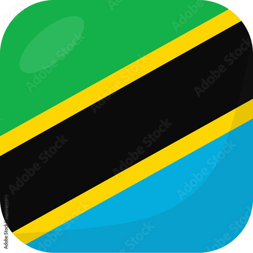 Tanzania flag square 3D cartoon style.