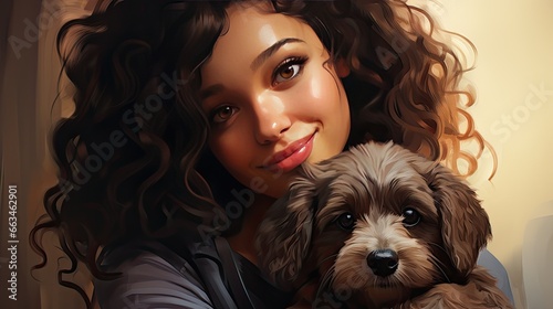 young girl with puppy